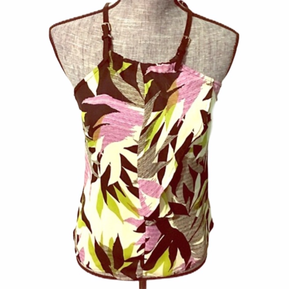 Tropical Sheer Top with Leather adjustable straps